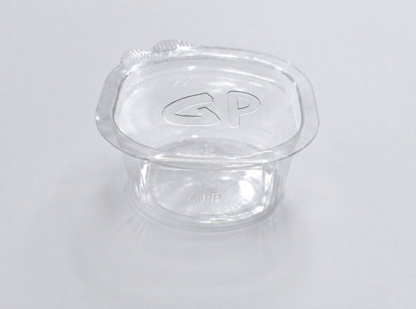 علب صوص شفافة بغطاء متصل مقاس 2 OZ
